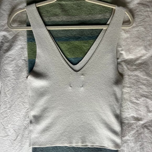 CRUSH Cotton/Silk/Cashmere Tank in creamy white S/M - Picture 3 of 4